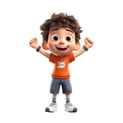 3d Happy Cartoon Boy On Transparent Background Generative Ai 24346383 Png