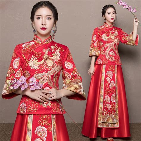 Plus Size XL Modern Cheongsam Red Qipao Long Traditional Chinese Wedding Dress Oriental