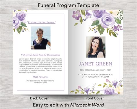 4 Page Lilac Bouquet Program Sign Slide Show Thank You And Invite