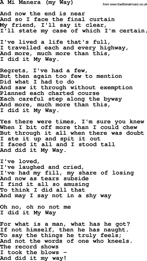 Joan Baez song - A Mi Manera(My Way), lyrics