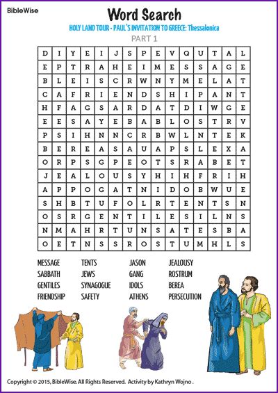 This chapter contains the prescript and paul's thanksgiving. Word Search (Thessalonica) - Kids Korner - BibleWise