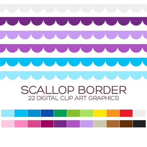 This Digital Pack Includes 22 Seamless Scallop Borders For Personal