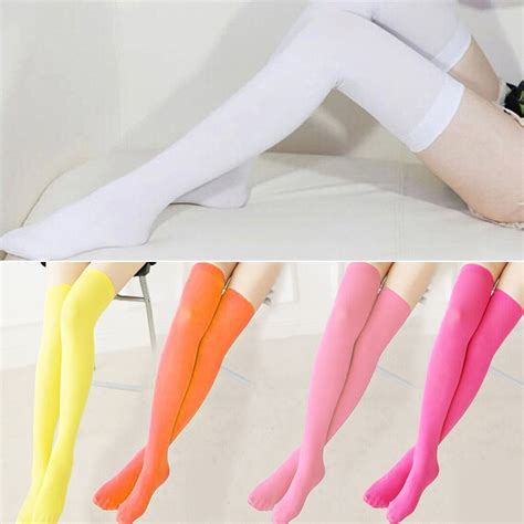 Hirigin Fashion Candy Stockings For Girls Cable Knit Extra Long Stockings Women Over Knee Thigh