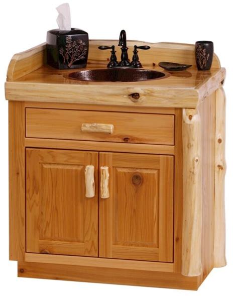 Custom Rustic Cedar Wood Log Cabin Lodge Bathroom Vanity Cabinet 30