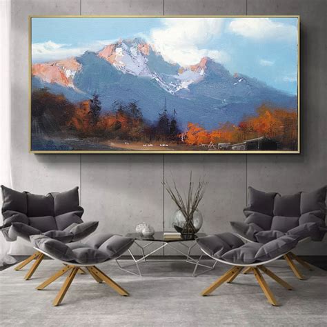 Large Mountain Wall Art Abstract Landscape Painting Original Etsy