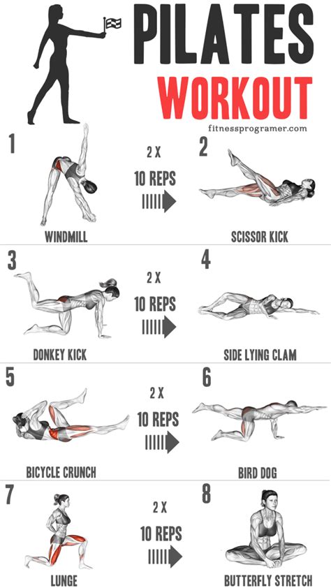 Quickfit Pilates Workout Poster Pilates Mat Work Exercises