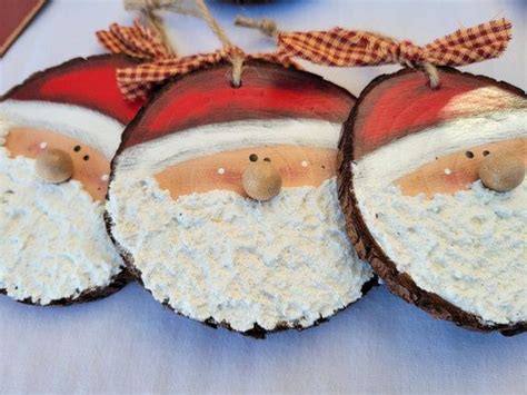 Santa Ornamentswooddecorationholidays Etsy Wood Christmas Ornaments