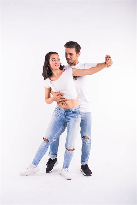Premium Photo Young Couple Dancing Social Latin Dance Bachata Merengue Salsa Two Elegance