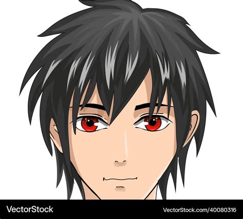 Portrait Of A Boy With Red Eyes Anime Royalty Free Vector