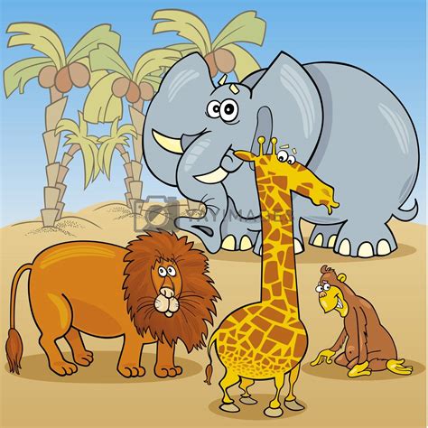 Cute African Animals Cartoon Illustration By Izakowski Vectors