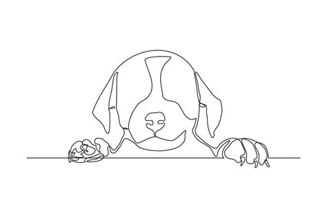Continuous Line Drawing Of Happy Pet Dog Portrait Single One Line Art