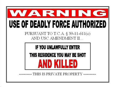 Deadly Force Authorized Signs Introduction Meaning