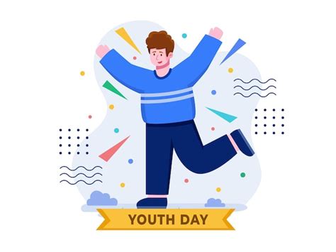 Premium Vector A Young Man Celebrating International Youth Day On