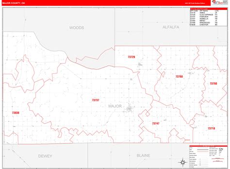 Major County Oklahoma Digital Zip Code Map