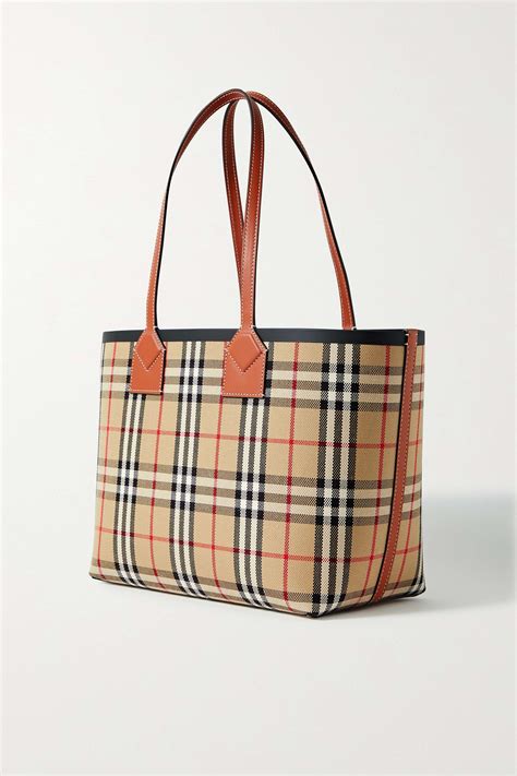 Burberry Leather Trimmed Checked Canvas Tote Net A Porter