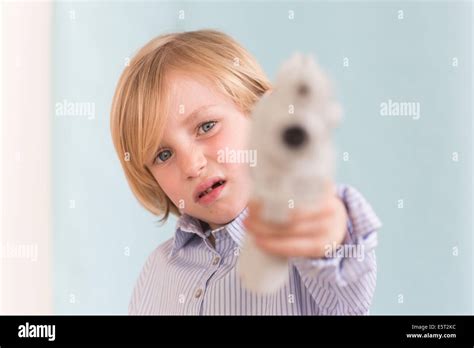 7 Year Old Boy Playing With Toy Stock Photo Alamy