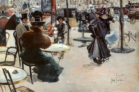 Street Scene Café Terrace 1895 By Free Public Domain Illustration