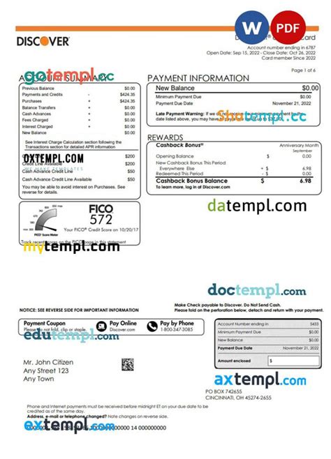 Calaméo Usa Discover Bank Statement Word And Pdf Template 5 Pages