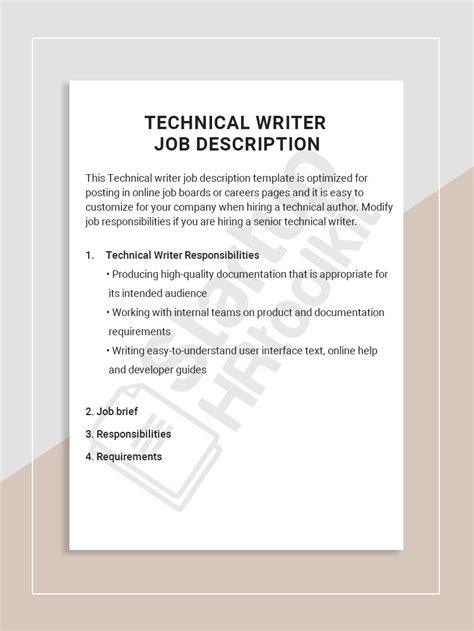 Technical Writer Job Description Sample Hq Printable Documents
