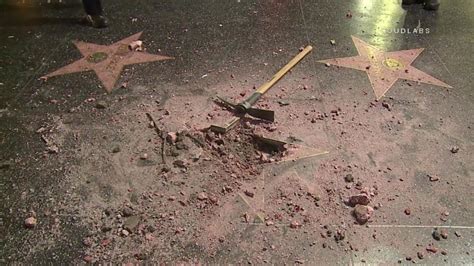 Trumps Star On Hollywood Walk Of Fame Destroyed By Pickax Wielding