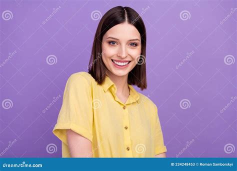 Photo Of Young Attractive Lovely Woman Good Mood Toothy Smile Clinic