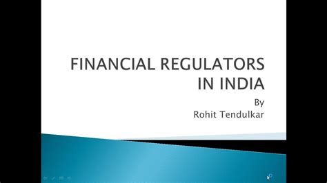List Of Main Financial Regulators In India Youtube