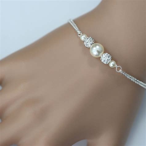Custom Color Swarovski Ivory Pearl Bridesmaid Bracelet Bridesmaid
