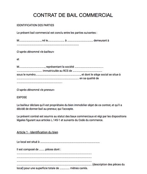 Modèle Bail Commercial Gratuit And Sans Incription Màj 2023