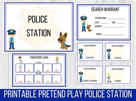 Printable Police Station Dramatic Play For Kids Pretend Play Digital