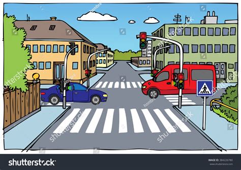 Illustration Crossroads Traffic Lights Stock Vector Royalty Free