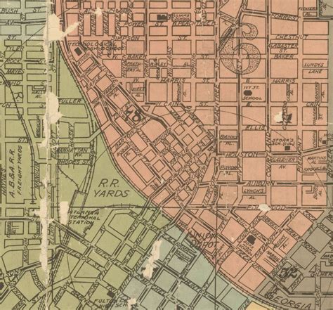 Map Of The City Of Atlanta And Suburbs 1921 Detail · Kell Hall