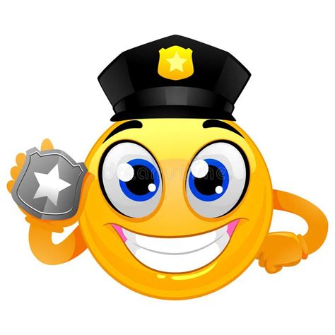 Smiley Emoticon Policeman Que Lleva A Cabo Una Insignia Ilustración Del