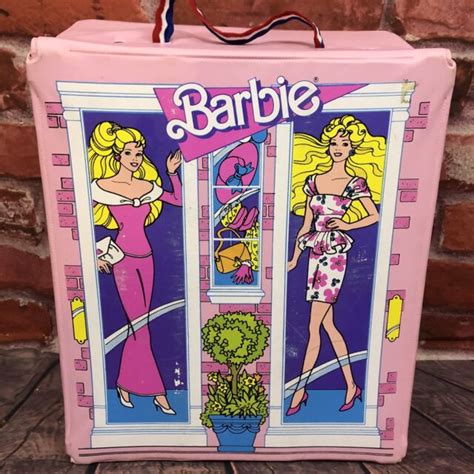Vintage Mattel Barbie Pink Carrying Case Vinyl 1988 Doll Fashion Wardrobe Trunk Ebay