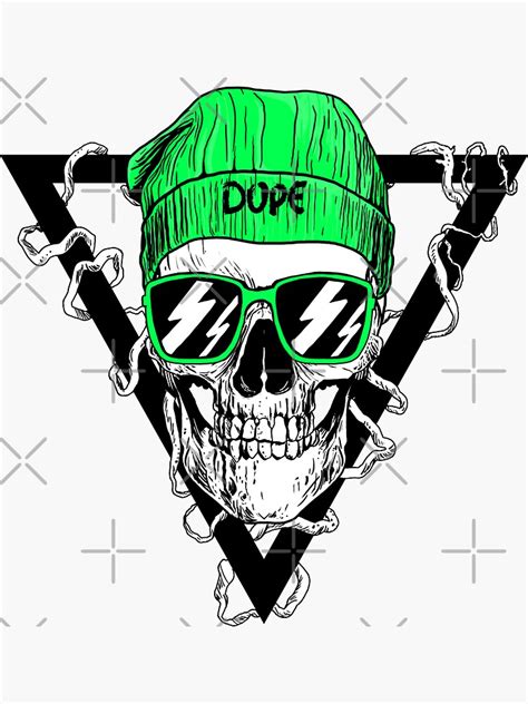 Green Skull Dope Stickers Sticker By Theimpossibleco Redbubble