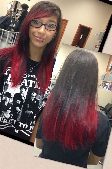 Red Dip Dye Getting Mine Done For My 14thxx Dye Black Hair Red Red