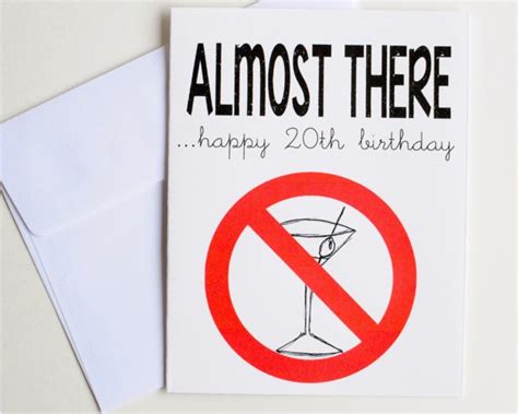 Funny 20th Birthday Cards 20th Happy Birthday Card Almost To Drinking