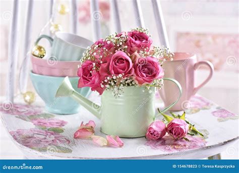 Romantic Style Still Life With Bunch Of Roses Stock Image Image Of