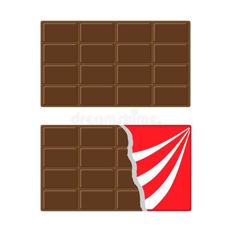 Barra De Chocolate En Rojo Abierto Envuelta Icono Del Chocolate