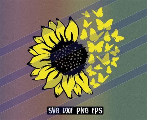 SVG sunflower butterflies dxf png eps download | Etsy