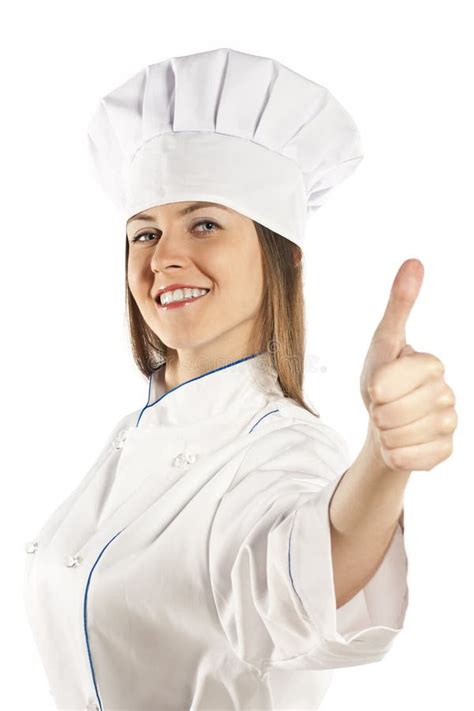 Prosperous Female Cook Over White Background Stock Photo Image Of