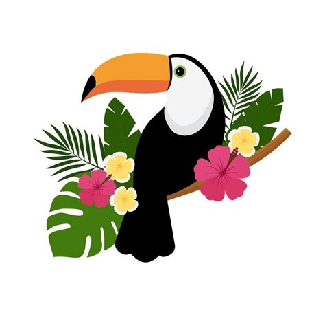 Vector Image Of A Bright Tropical Toucan Bird On A White Background