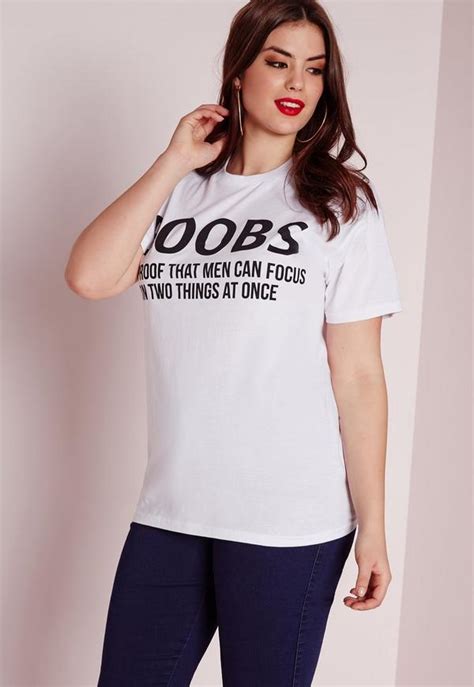 Plus Size Boobs Slogan Top White Missguided