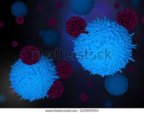 3d Illustration T Cells Attacking Cancer Hình Minh Họa Có Sẵn