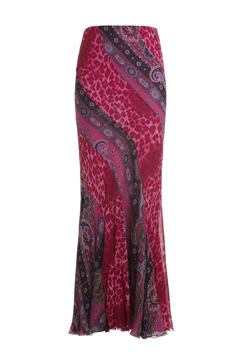 Emanuel Ungaro Multi Printed Long Silk Skirt Curate8