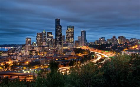 Black Concrete Building City Cityscape Hdr Seattle Hd Wallpaper