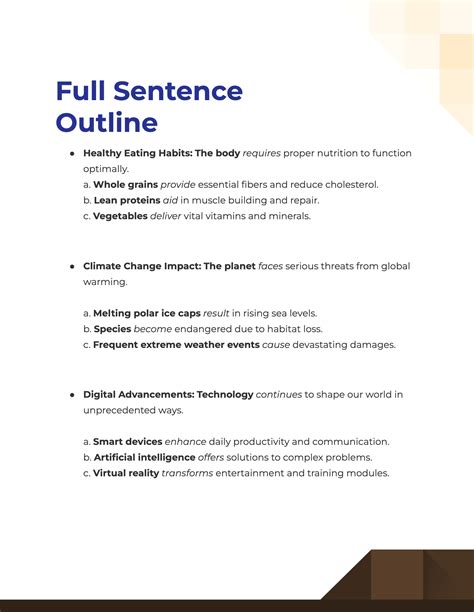 Full Sentence Outline 99 Examples Pdf Tips