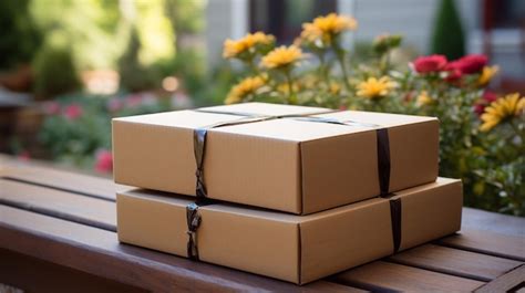 Premium Ai Image Cardboard Boxes With Delivery Boxes On The Street On