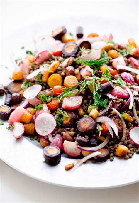 Roasted Carrot Lentil Salad With Tahini Dressing A Beautiful Plate
