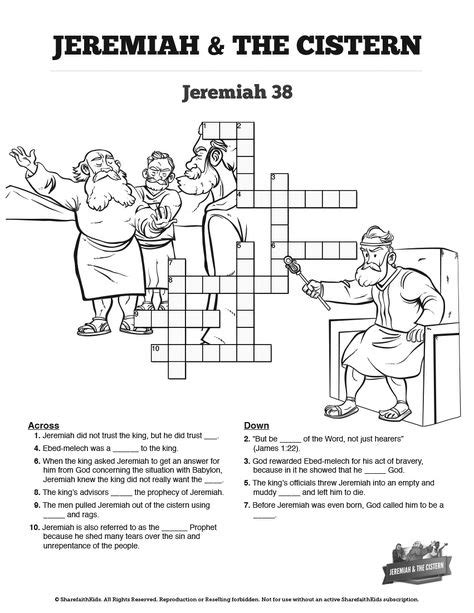 The Prophet Jeremiah Sunday School Crossword Puzzles The Story Of The