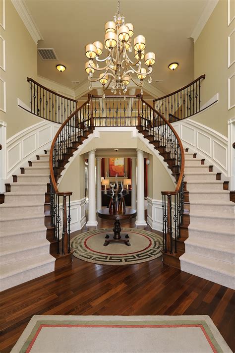 Double Staircase Foyer House Plans Main Entry Foyer With Double Sided